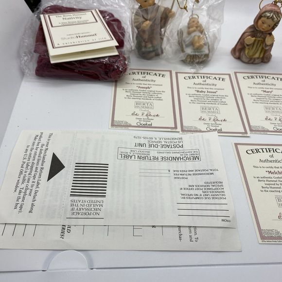 1996 Goebel Studio Berta Hummel Nativity Set - 6 - Cards & Boxes 3 Kings, Jesus - Picture 5 of 16